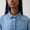 Camisas oversize de vaquero ultrasuaves con mangas fruncidas