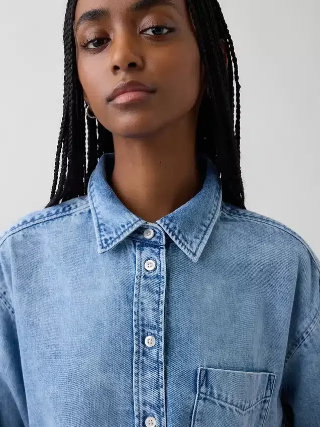 Camisas oversize de vaquero ultrasuaves con mangas fruncidas