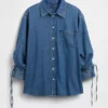 Camisas oversize de vaquero ultrasuaves con mangas fruncidas