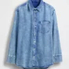 Camisas oversize de vaquero ultrasuaves con mangas fruncidas