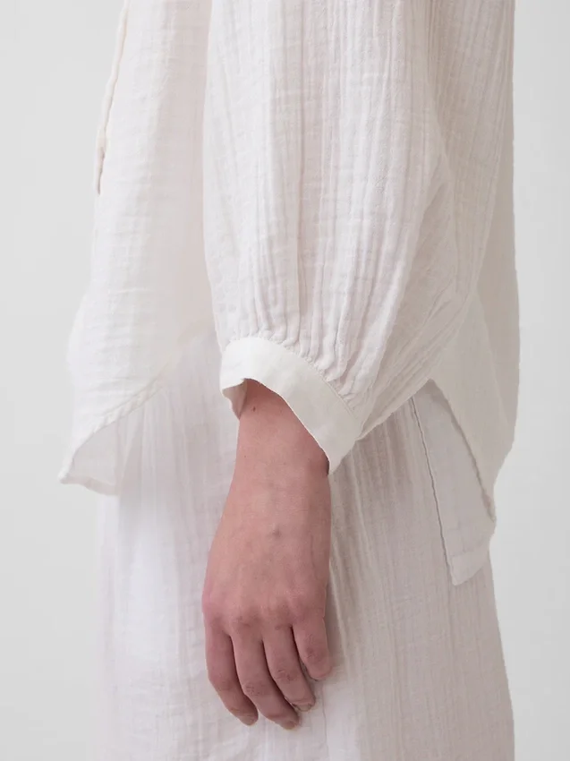 Camisas oversize sin cuello de gasa de algodón