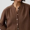 Camisas oversize sin cuello de gasa de algodón