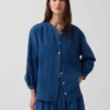 Camisas oversize sin cuello de gasa de algodón vaquera