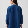 Camisas oversize sin cuello de gasa de algodón vaquera