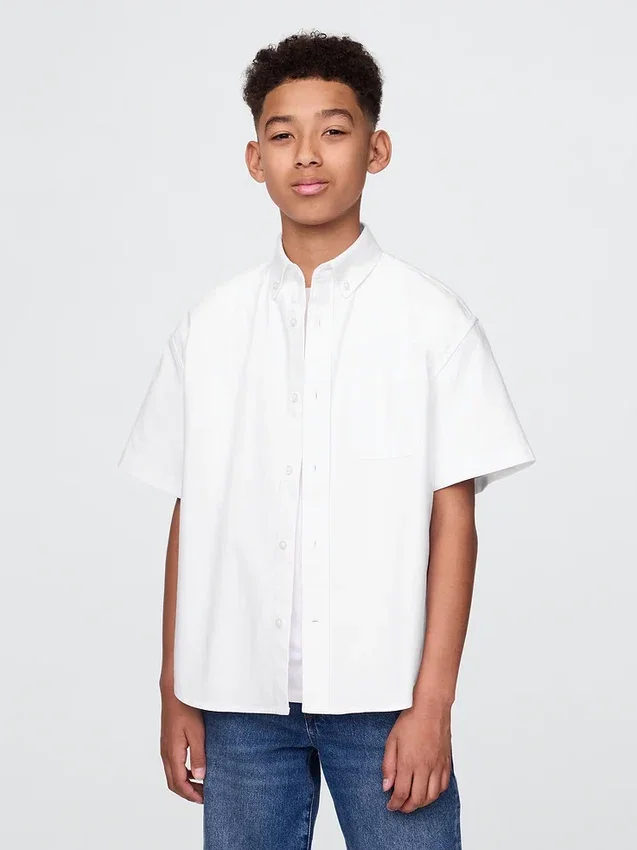 Camisas Oxford holgadas para uniforme infantil