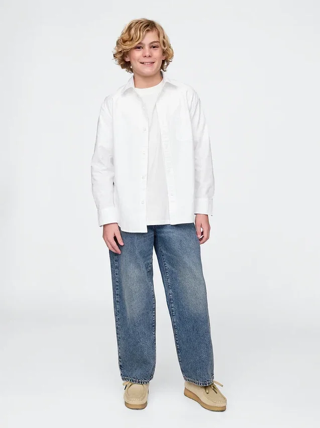 Camisas Oxford holgadas para uniforme infantil