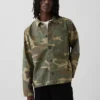 Camisas utilitarias de lona vaquera con estampado de camuflaje