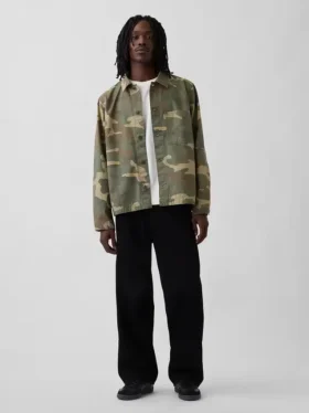 Camisas utilitarias de lona vaquera con estampado de camuflaje