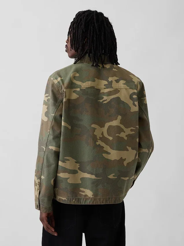Camisas utilitarias de lona vaquera con estampado de camuflaje