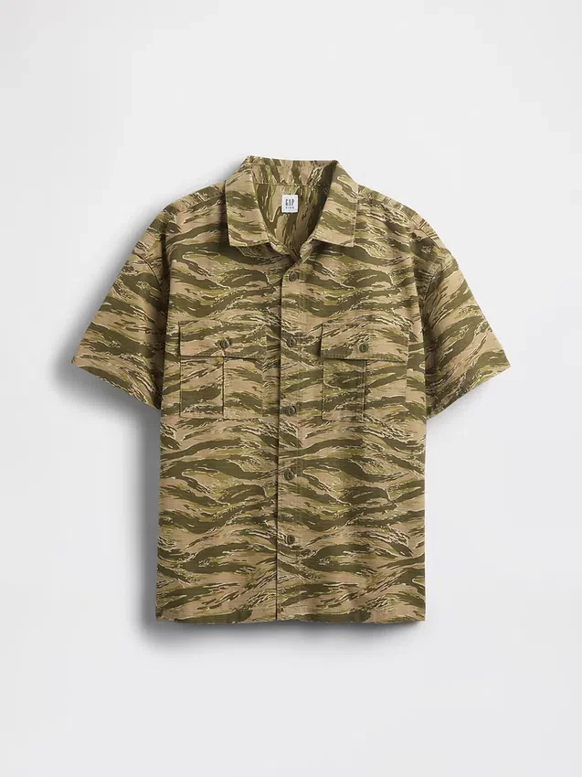 Camisas utilitarias infantiles de algodón ripstop
