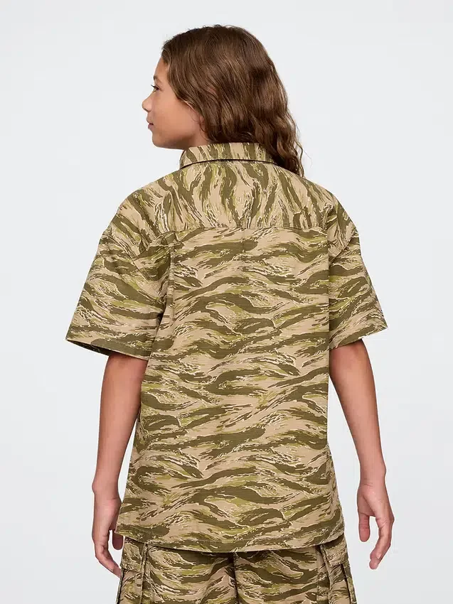 Camisas utilitarias infantiles de algodón ripstop