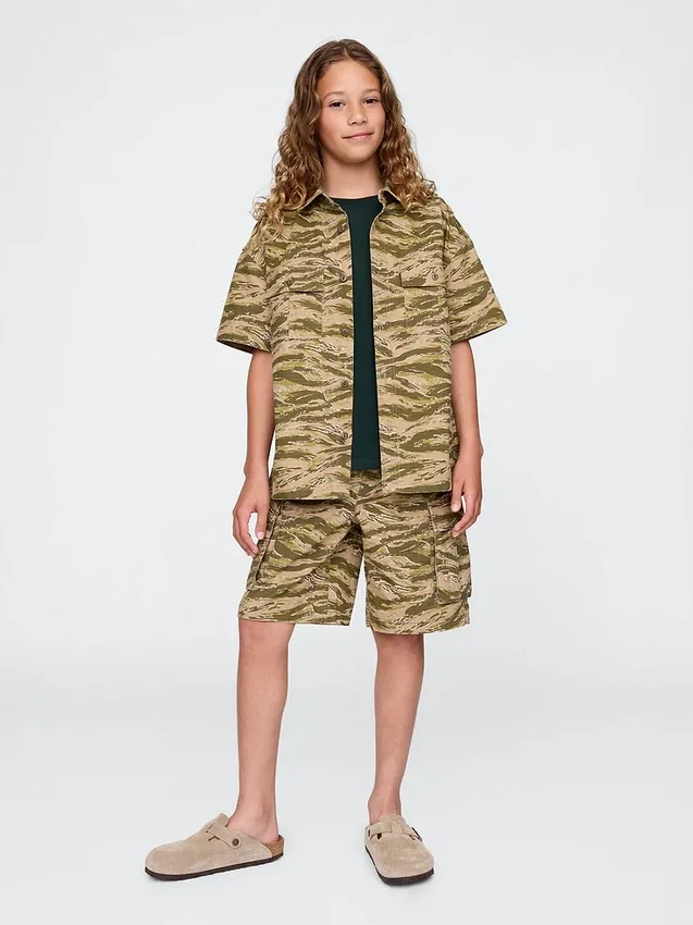Camisas utilitarias infantiles de algodón ripstop