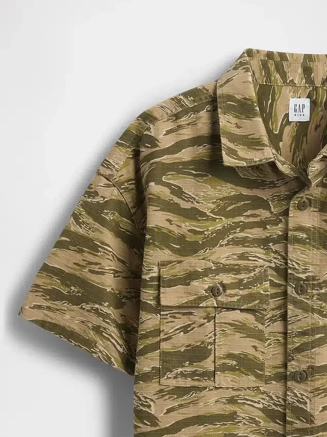 Camisas utilitarias infantiles de algodón ripstop