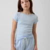 Camiseta ajustada de punto acanalado con punto calado para niños