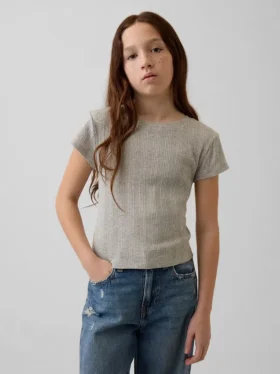 Camiseta ajustada de punto acanalado multicolor para niños