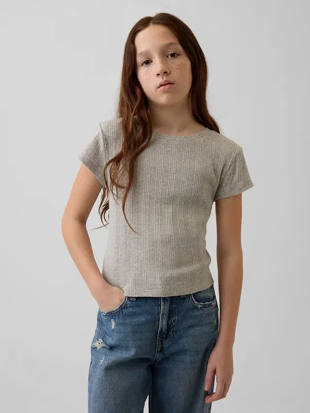 Camiseta ajustada de punto acanalado multicolor para niños