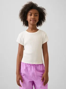 Camiseta ajustada de punto acanalado multicolor para niños