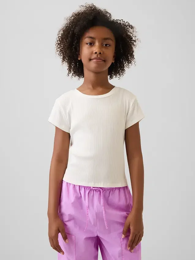 Camiseta ajustada de punto acanalado multicolor para niños