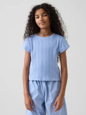 Camiseta ajustada de punto acanalado multicolor para niños