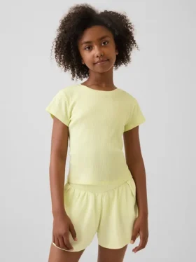 Camiseta ajustada de punto acanalado multicolor para niños