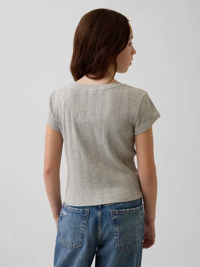 Camiseta ajustada de punto acanalado multicolor para niños
