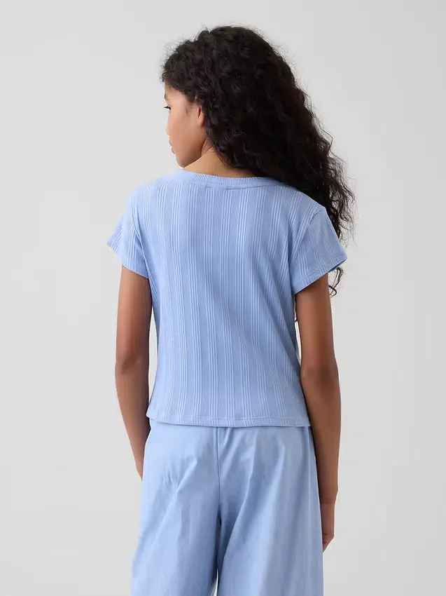 Camiseta ajustada de punto acanalado multicolor para niños