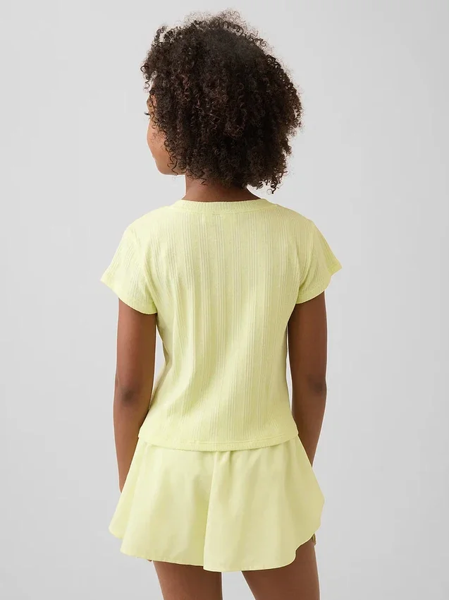 Camiseta ajustada de punto acanalado multicolor para niños