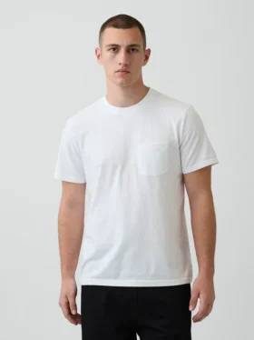 Camiseta con bolsillo de algodón orgánico para adulto