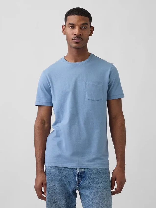 Camiseta con bolsillo de algodón orgánico para adulto