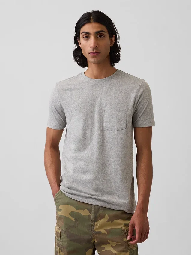 Camiseta con bolsillo de algodón orgánico para adulto