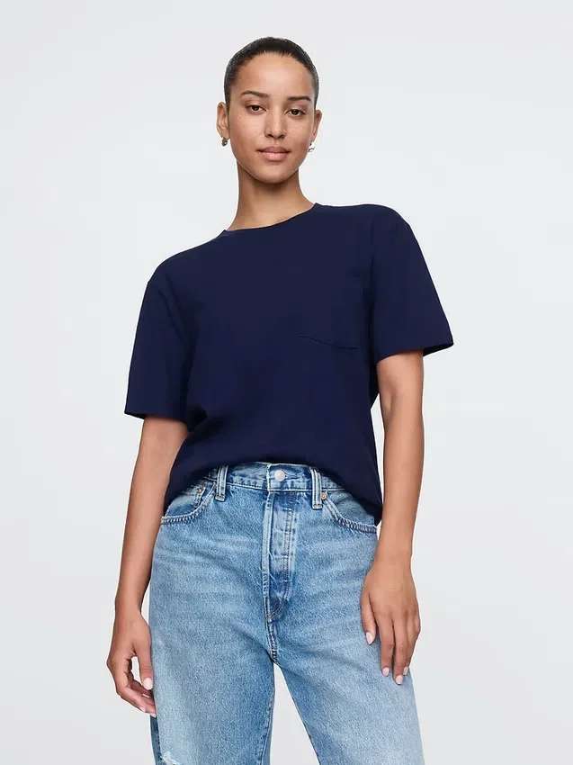 Camiseta con bolsillo de algodón orgánico para adulto