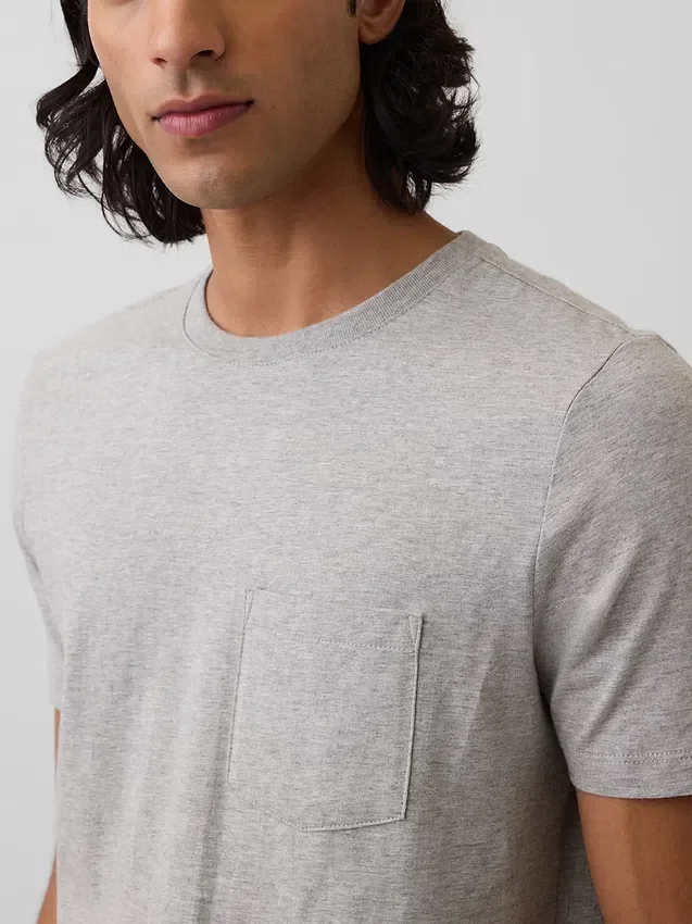 Camiseta con bolsillo de algodón orgánico para adulto