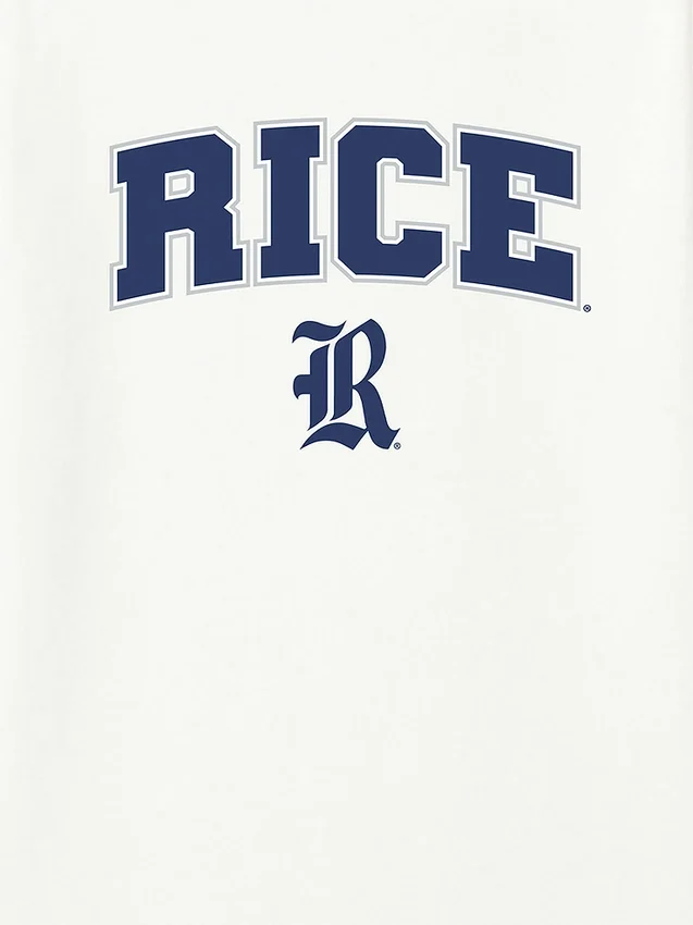 Camiseta con el Arch Logo de la Universidad de Rice como gráfico secundario