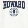 Camiseta con el escudo universitario de la Universidad de Howard en diseño gráfico oscuro