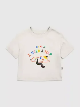 Camiseta con estampado de cachorro dormido para niños pequeños