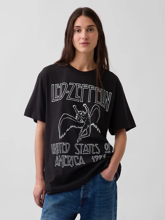 Camiseta con estampado de Led Zeppelin de corte holgado
