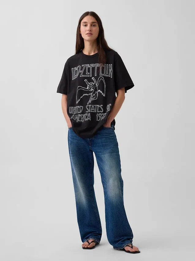 Camiseta con estampado de Led Zeppelin de corte holgado