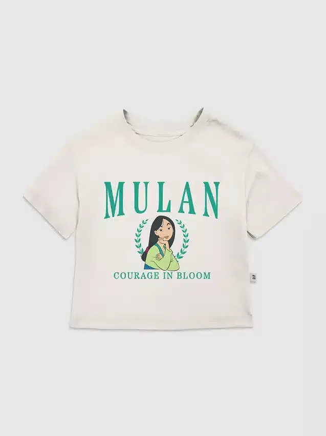 Camiseta con estampado de Mulán estilo universitario para niños pequeños