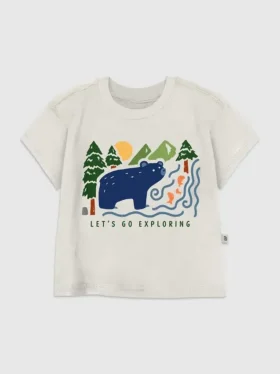 Camiseta con estampado de oso en el bosque para niños pequeños