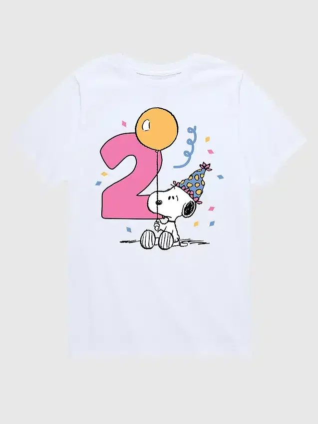 Camiseta con estampado de «Peanuts» de manga corta para niños pequeños, para su segundo cumpleaños