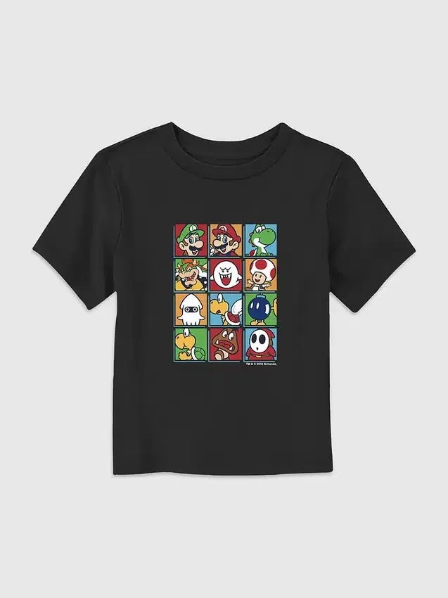 Camiseta con estampado de personajes de Nintendo en caja para niños pequeños