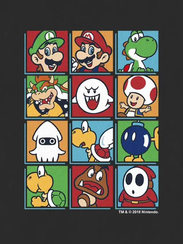 Camiseta con estampado de personajes de Nintendo en caja para niños pequeños