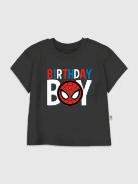 Camiseta con estampado de Spider-Man para niños pequeños («Birthday Boy»)