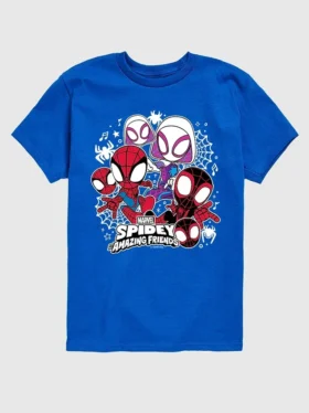 Camiseta con estampado de Spider-Man y sus amigos de Marvel en pantalones cortos para niños pequeños
