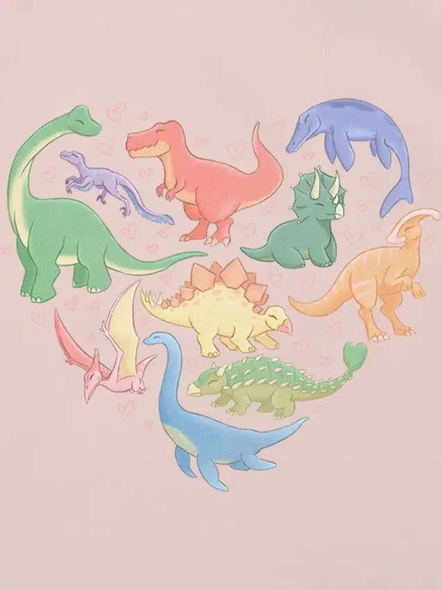 Camiseta con estampado «Dino Hearts» para niños pequeños