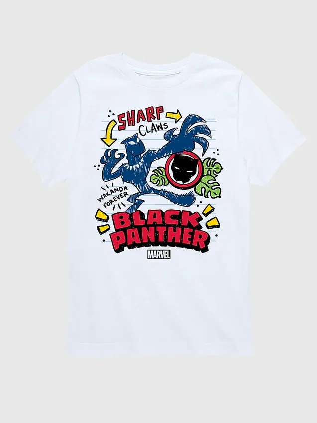 Camiseta con estampado «Doodle» de Black Panther de Marvel para niños pequeños, de pantalones cortos