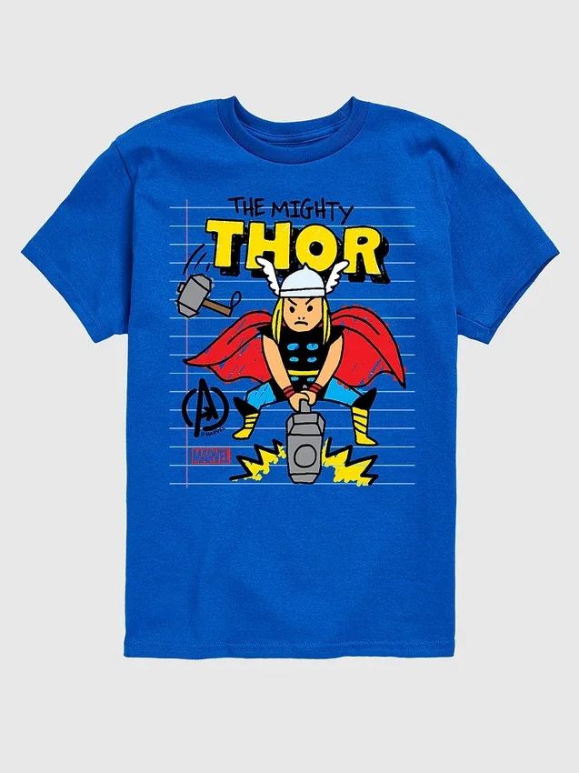 Camiseta con estampado «Doodle» de Thor de Marvel para niños pequeños, de pantalones cortos
