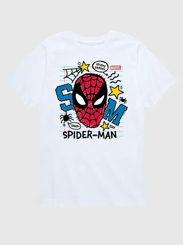 Camiseta con estampado gráfico de Spider-Man «Scribbled» de Marvel para niños pequeños, de pantalones cortos