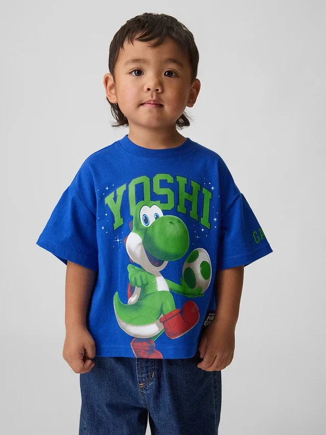 Camiseta con estampado gráfico oversize de Super Mario para niños pequeños
