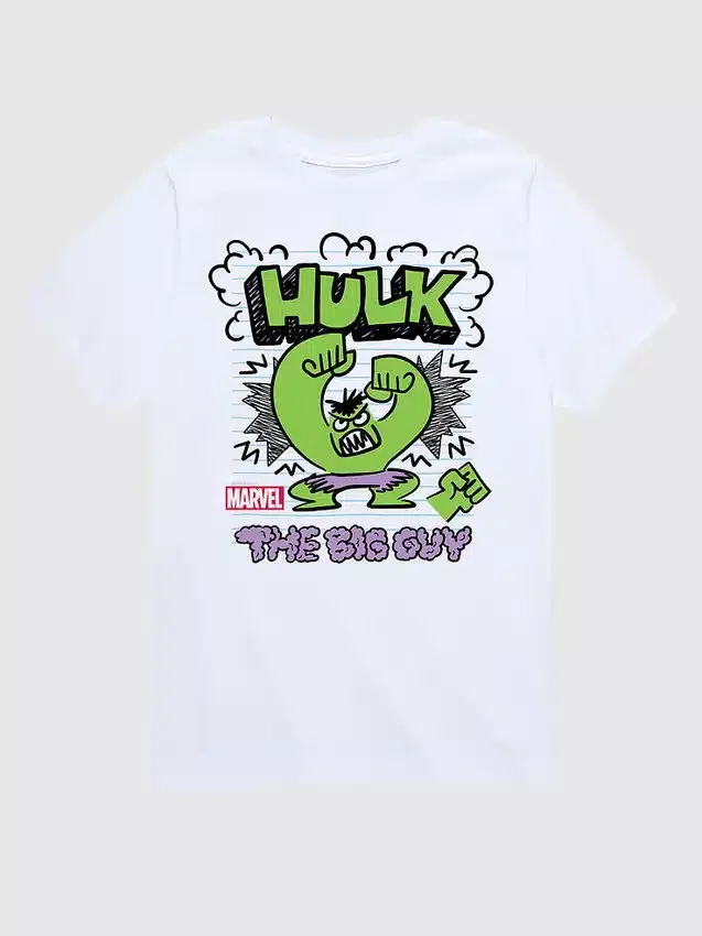 Camiseta con estampado «Marvel: El Increíble Hulk» estilo doodle de pantalones cortos para niños pequeños